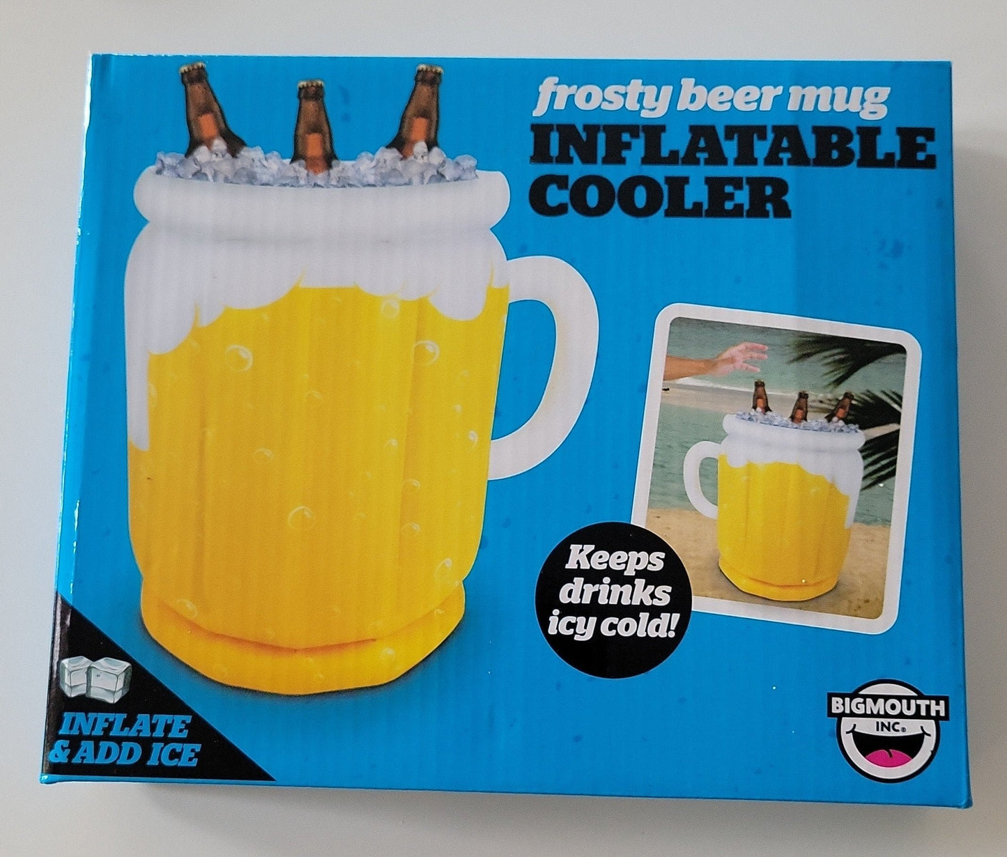 Package inflatable cooler frosty beer mug design